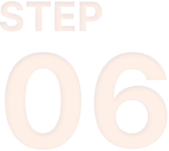 Text displaying "STEP 06" in large, bold white font on a black background.